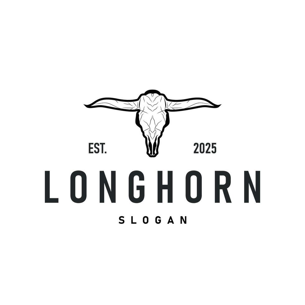 retro design concept with longhorn logo illustration horn symbol from old ranch concept template in west texas vector