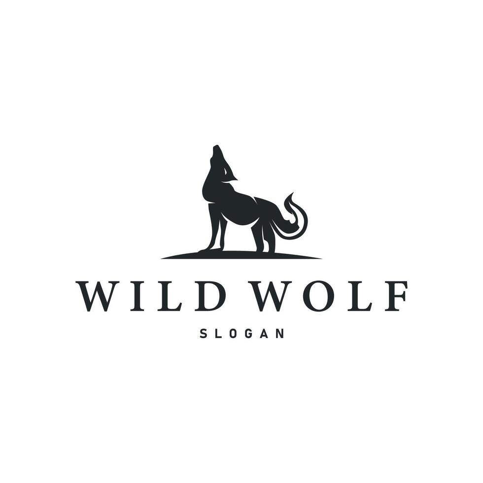 black silhouette design logo wolf wild animal illustration vector