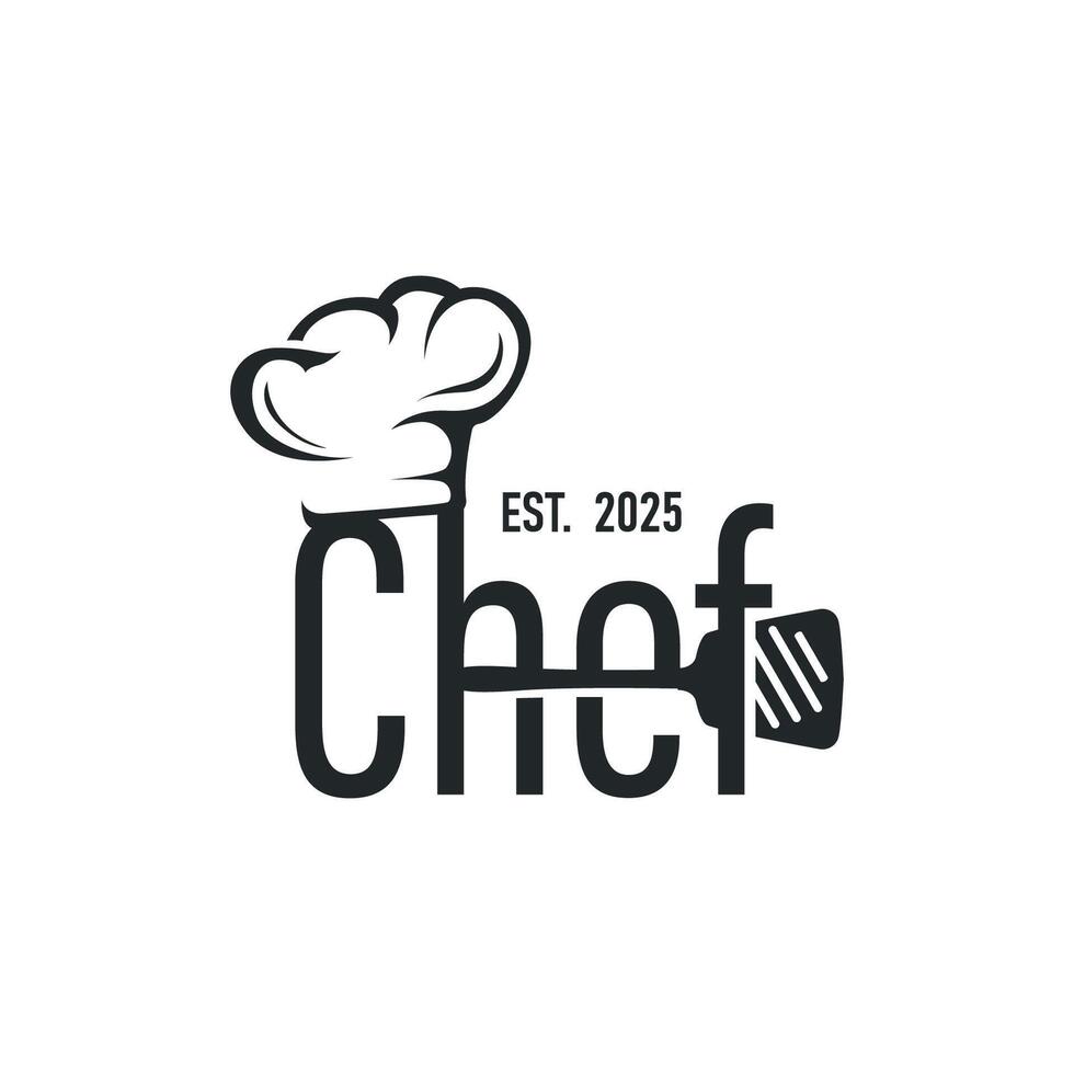 simple elegant silhouette concept design of cooking logo with chef hat icon, and cooking silhouette vector