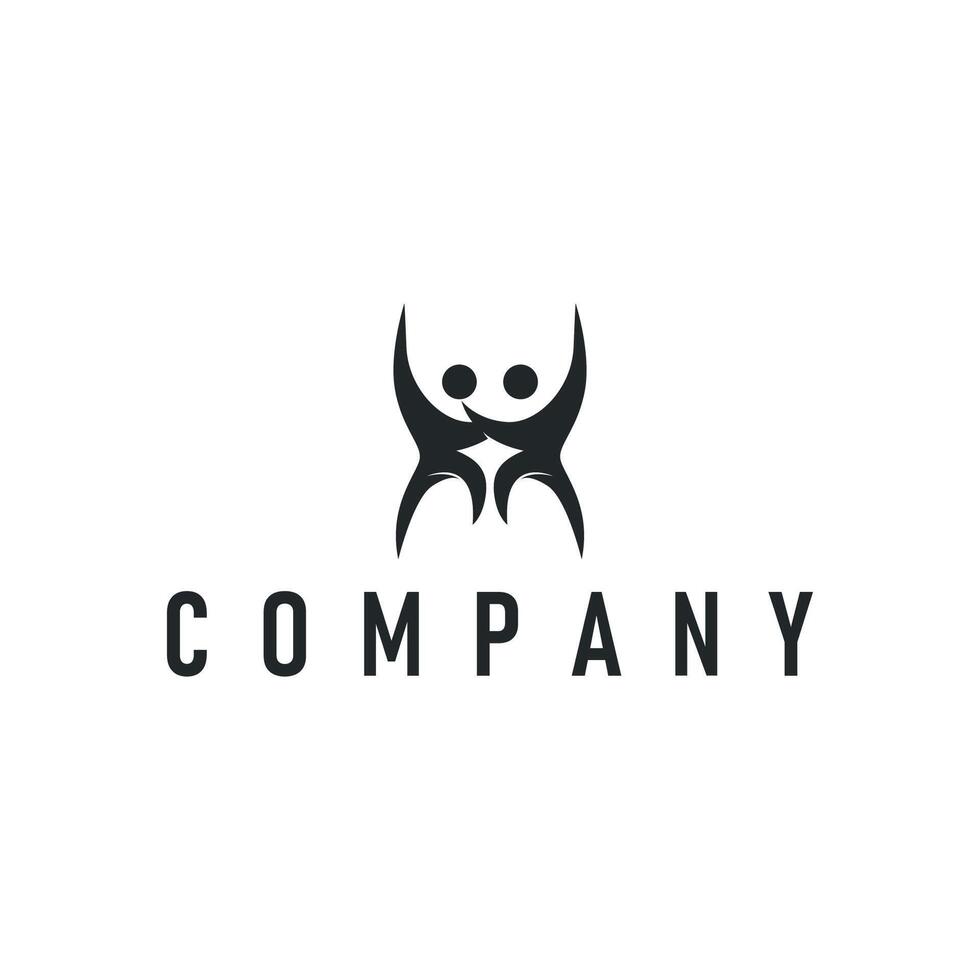 of teamwork logo symbol icon with simple concept of team success with united hands together illustration template for product brand or poster vector