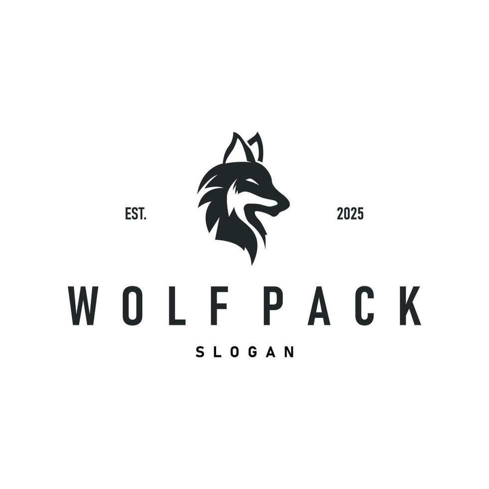 black design logo wolf wild simple illustration template vector