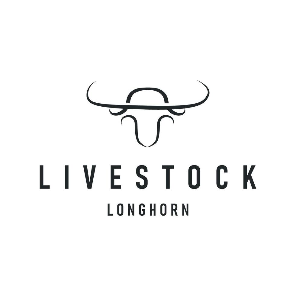 vintage retro design concept with longhorn logo illustration horn from old ranch vector