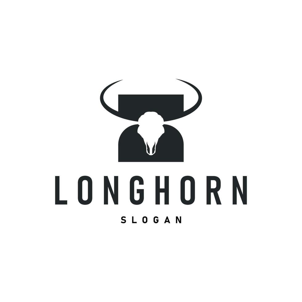 vintage retro design concept with longhorn logo illustration horn symbol from old ranch concept vector