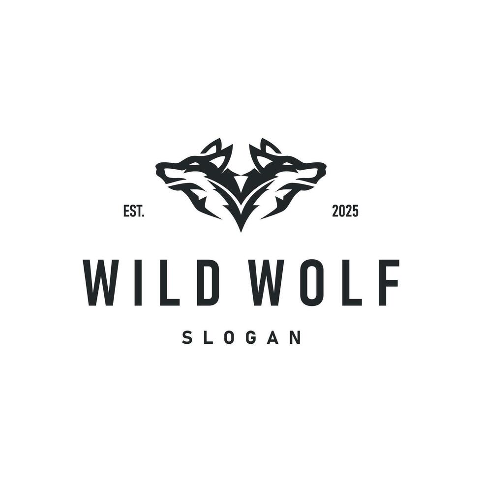 logo wolf wild animal simple illustration template vector
