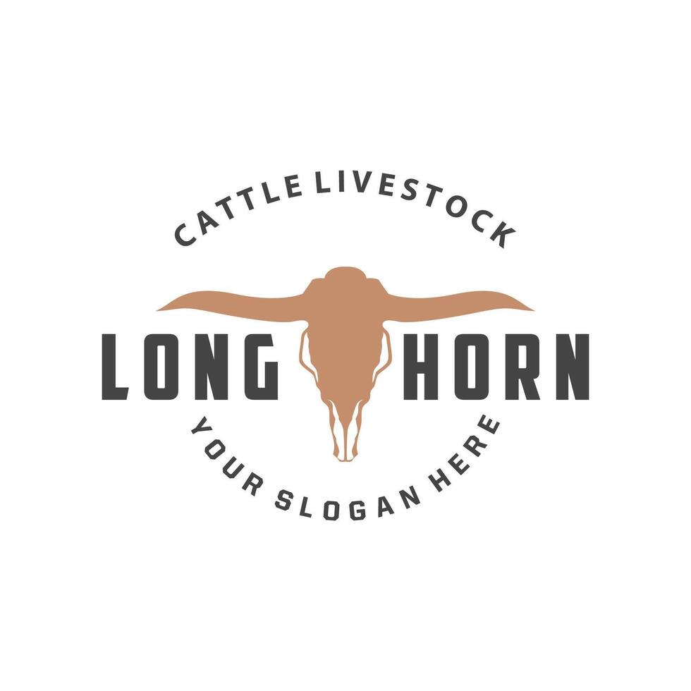 vintage retro design concept with longhorn logo horn symbol from old ranch vector