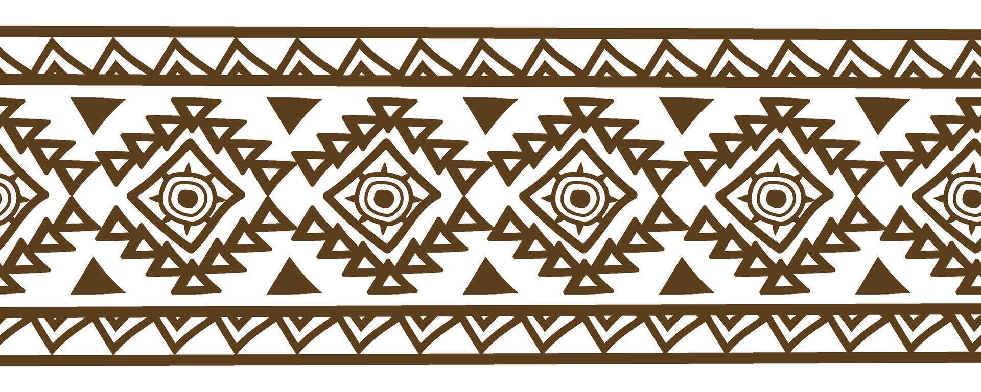 Hand drawn ethnic design with aztec border native american tribal texture. vector