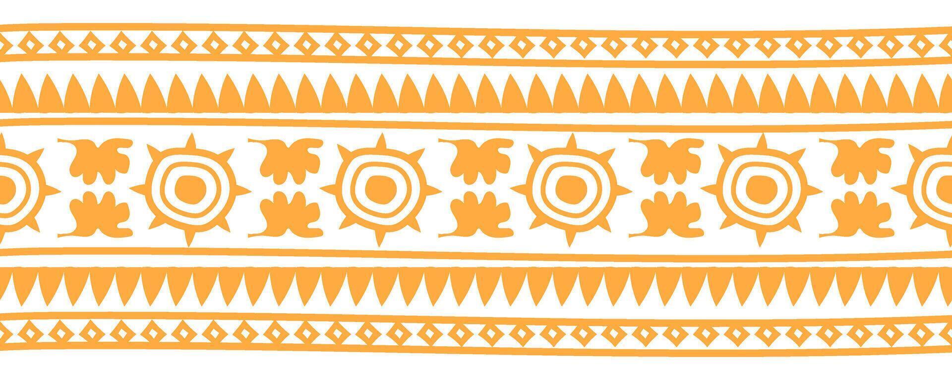 Ethnic aztec border with vintage tribal hand drawn abstract pattern design. vector