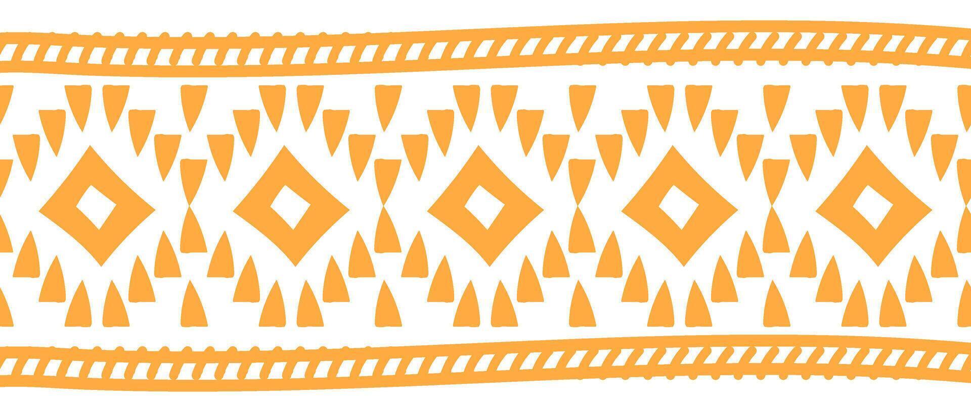 Ethnic aztec border with retro tribal hand drawn pattern in vintage textile design. vector