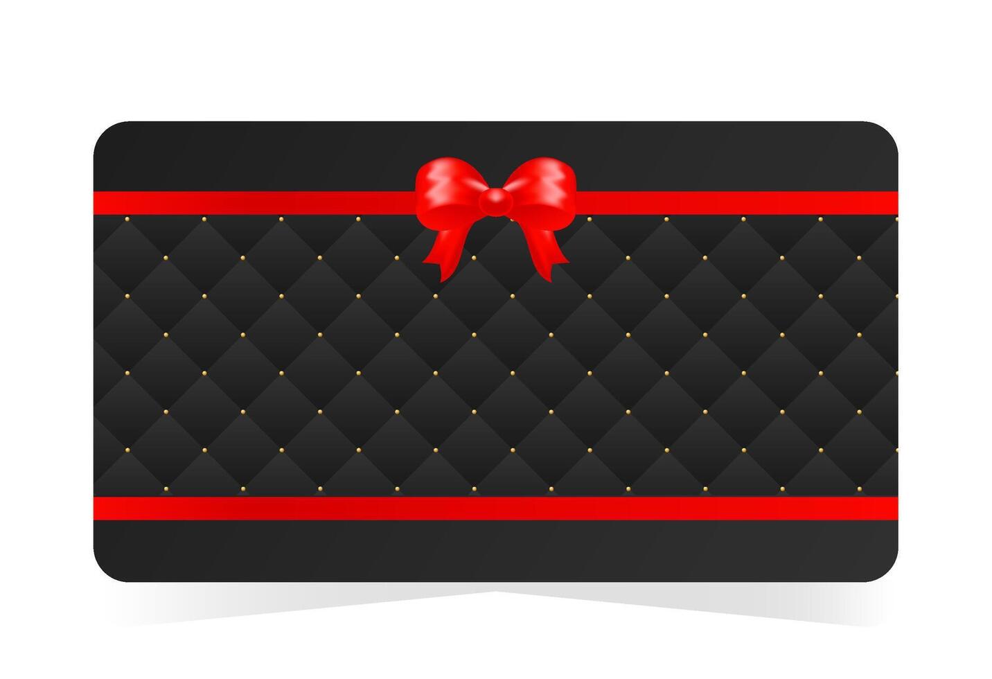 Gift card design with black quilted background with subtle gold accents and red satin bow and ribbon. illustration for commercial and extended license use vector