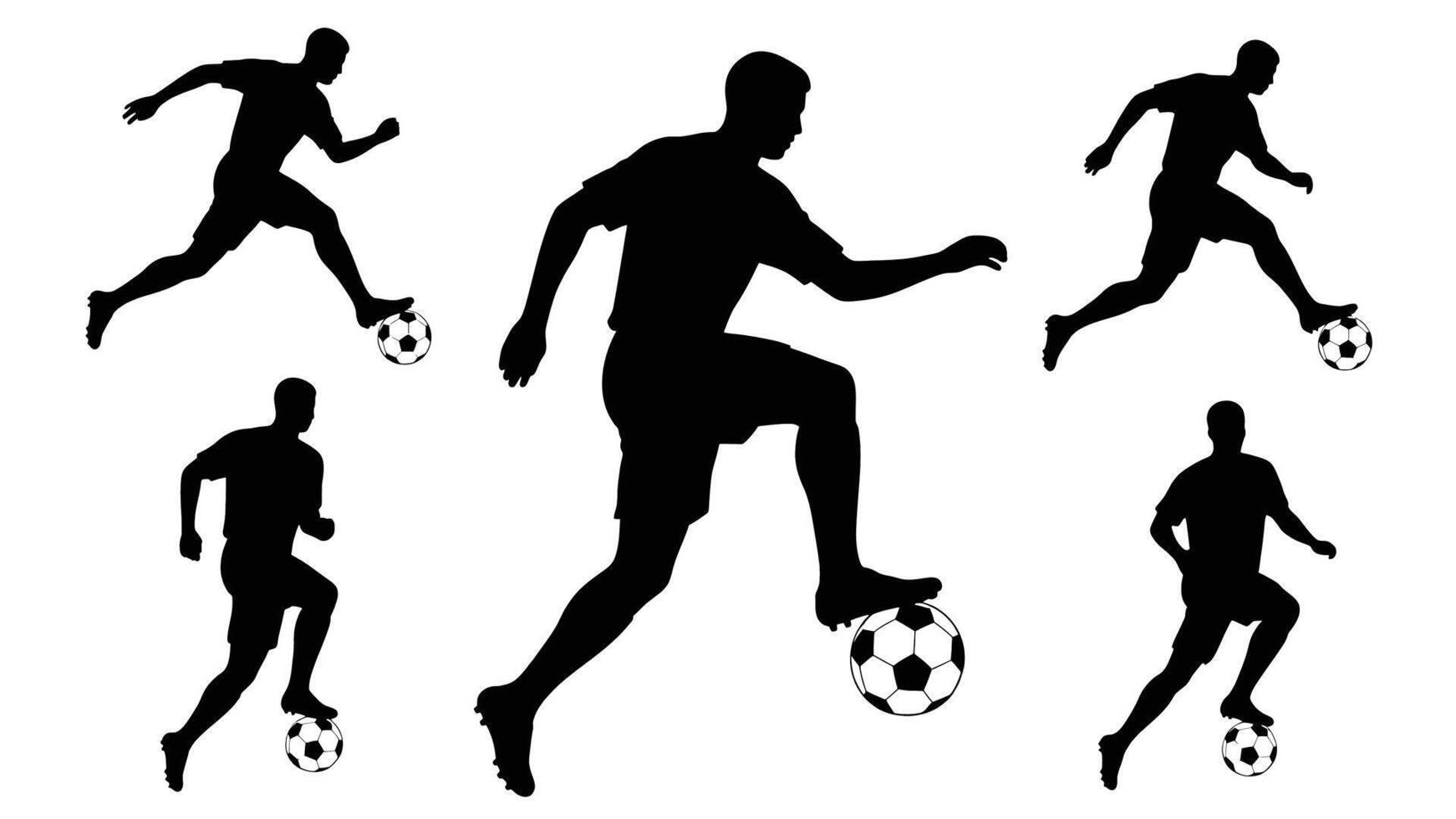 Dynamic Silhouettes of Soccer Players in Action Intense Energy and Athleticism on the Field - Professional digital artwork with vibrant colors and detailed composition vector