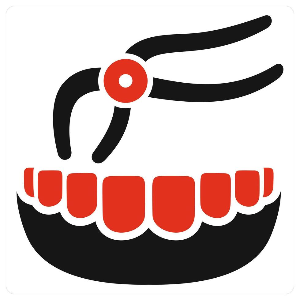 Tooth Removal and removal icon concept in red color vector