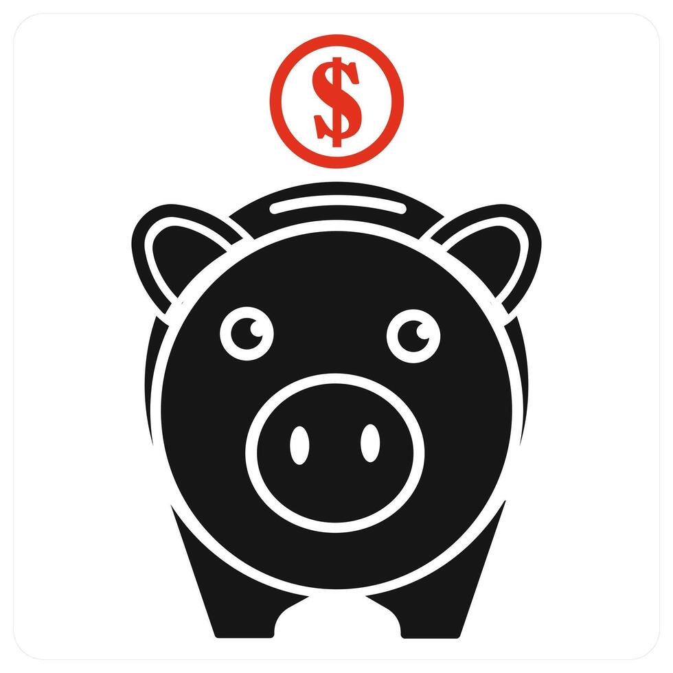 Savings and money icon concept in red color vector