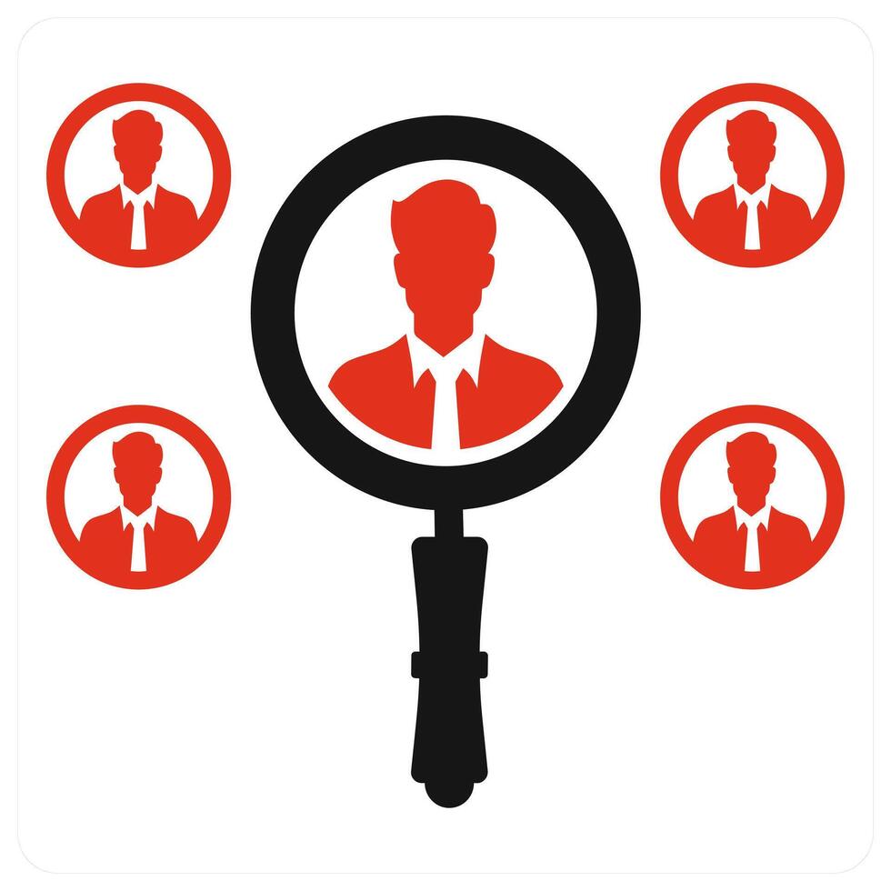 Search Profile icon in red color vector