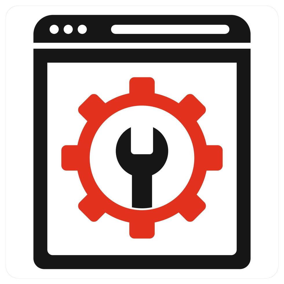 Website Settings and optimization icon in red color vector