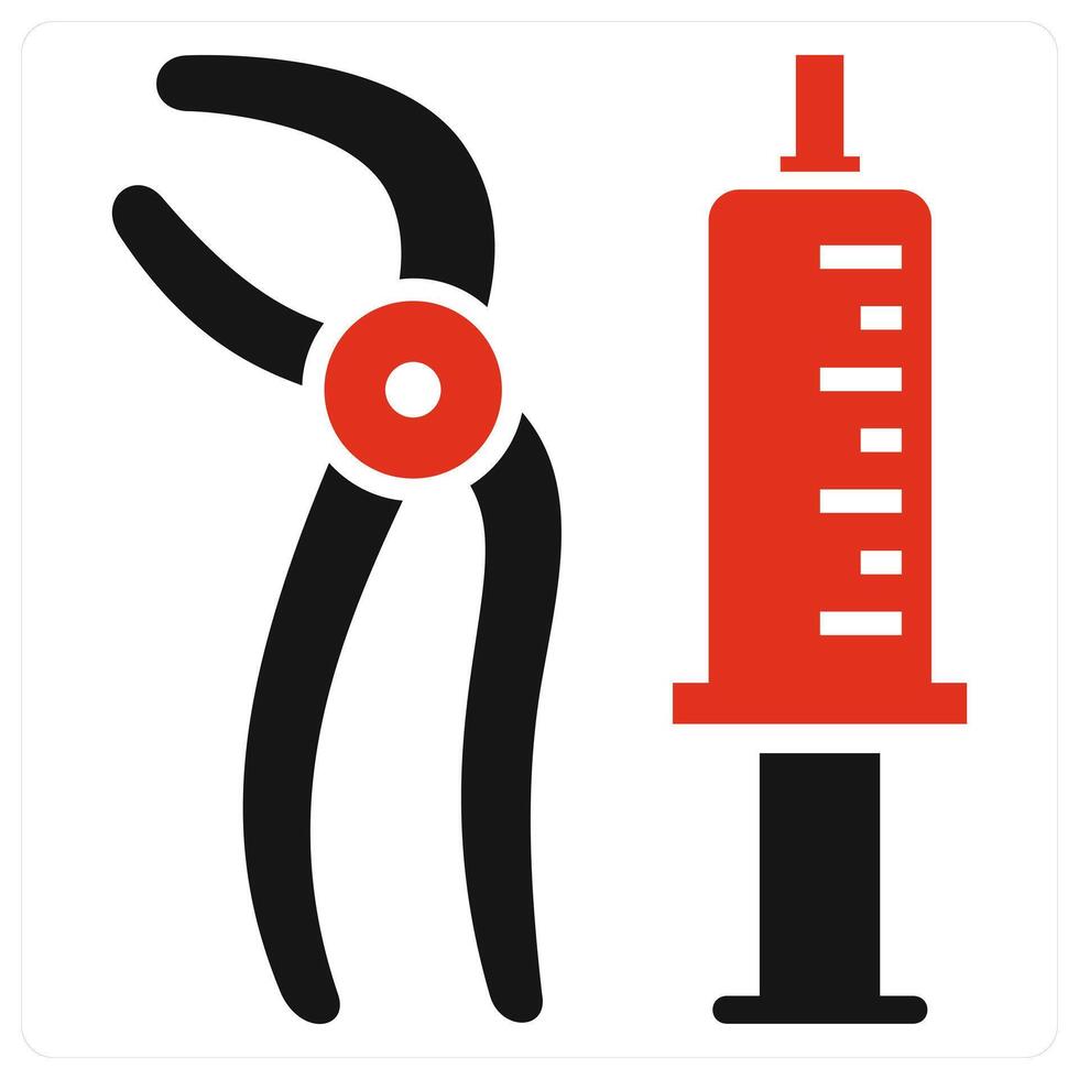Tooth Removal Tool icon concept in red color vector