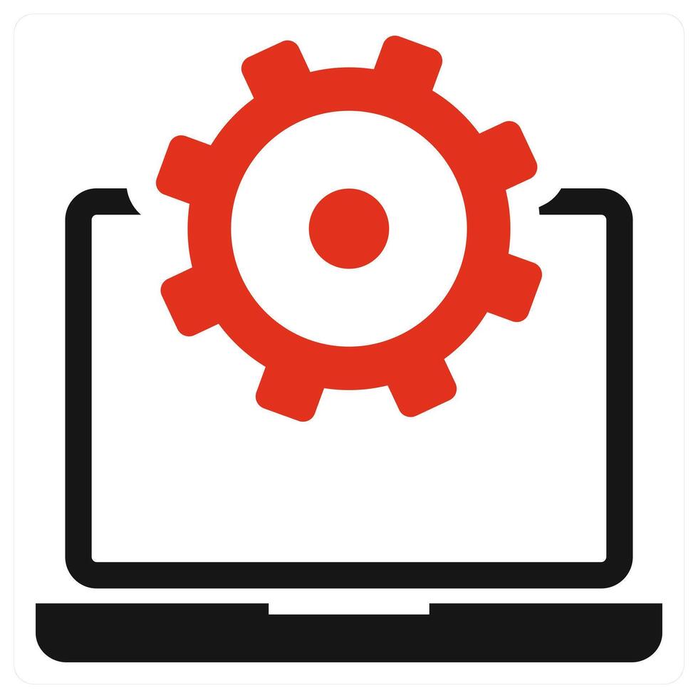 Laptop Services icon concept in red color vector