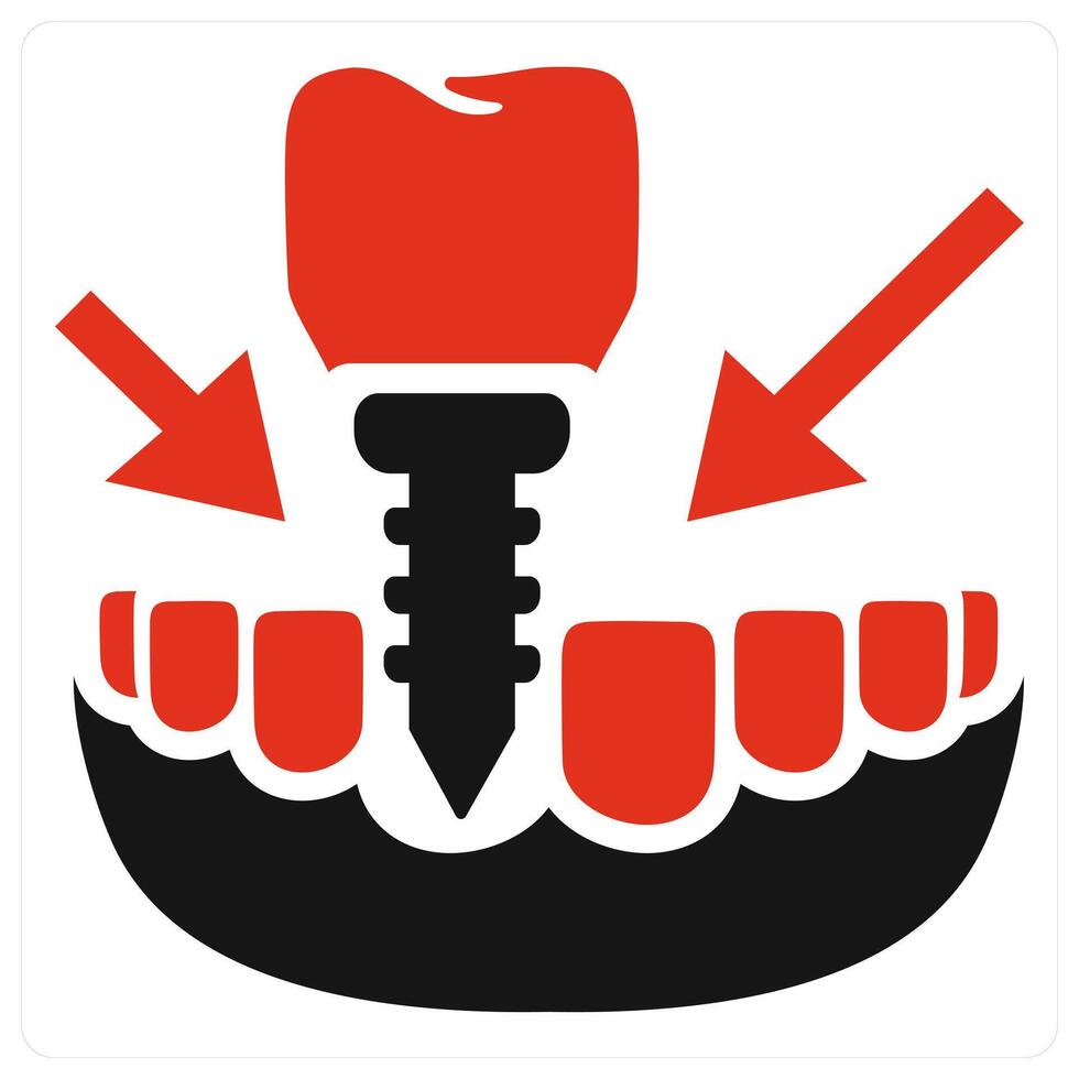 Tooth Transplantation icon concept in red color vector