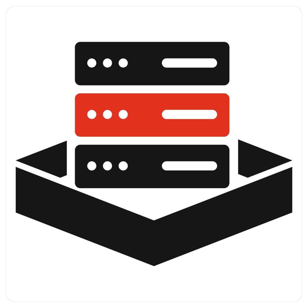 Server and database icon concept in red color vector