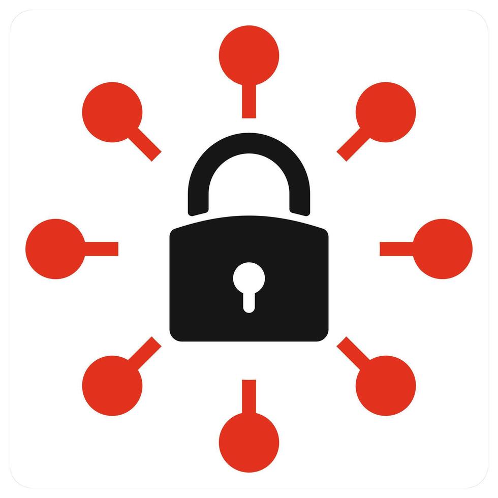 Secured Network in red color vector