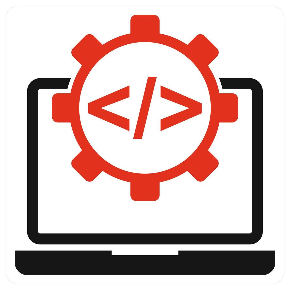 sitio web desarrollo icono en rojo color vector