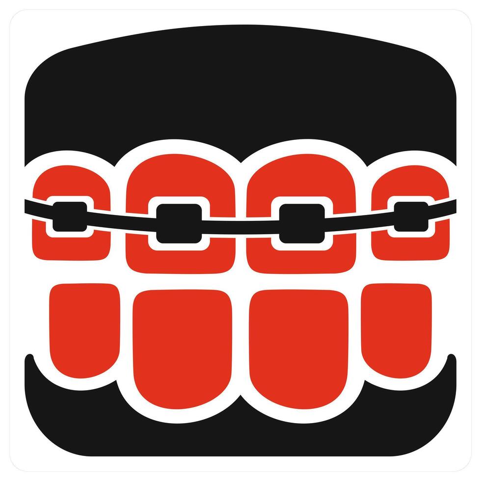 Teeth braces icon concept in red color vector