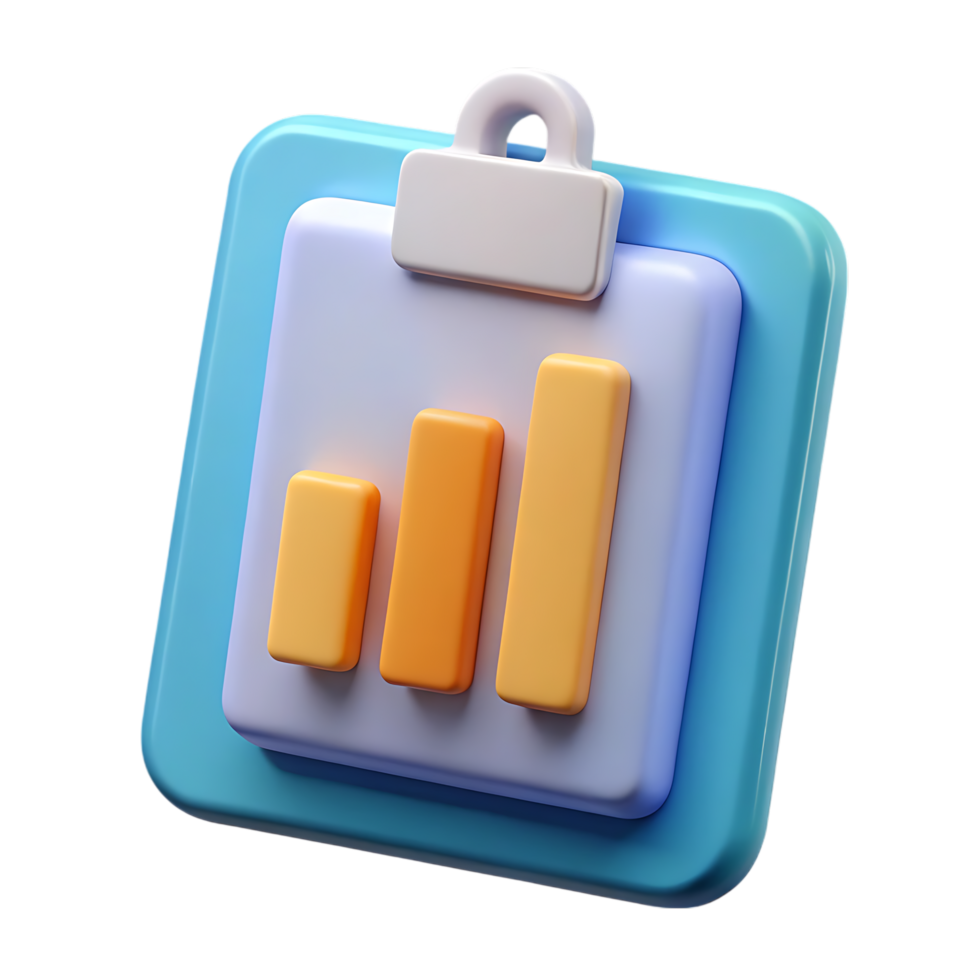 3d rendered illustration of a clipboard with a bar graph representing business data png