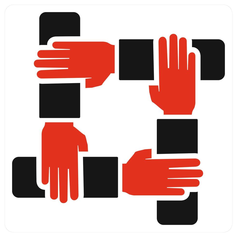 Teamwork icon concept in red color vector
