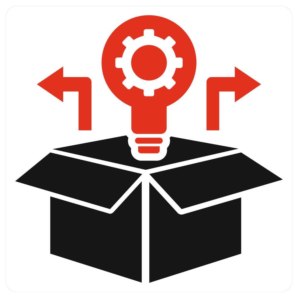 Think Out Of Box icon concept in red color vector