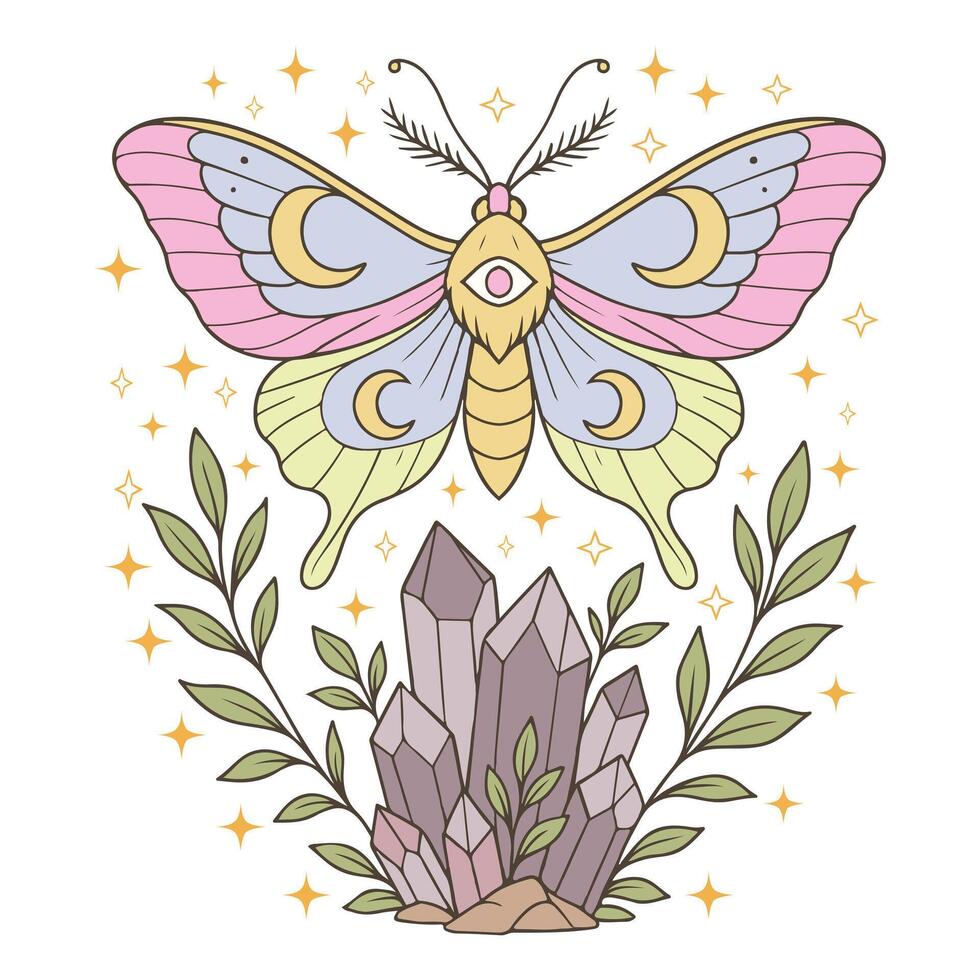 Colorful Sublimation T-shirt with Boho Butterfly Moth vector