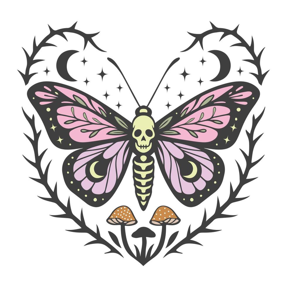 Boho Chic Butterfly T-shirt Featuring Moth Design vector