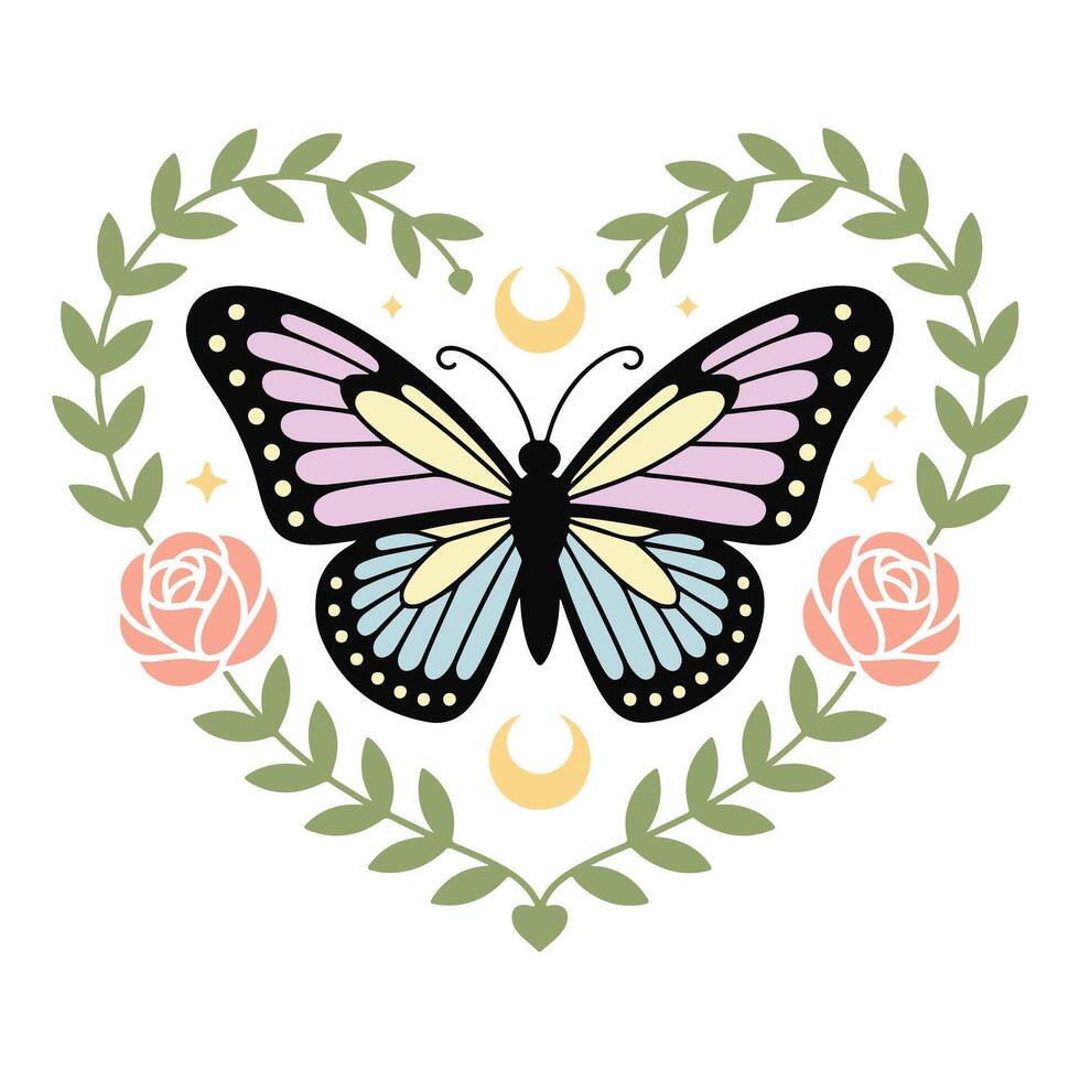 Hand Sketched Moth and Butterfly Design T-shirt vector