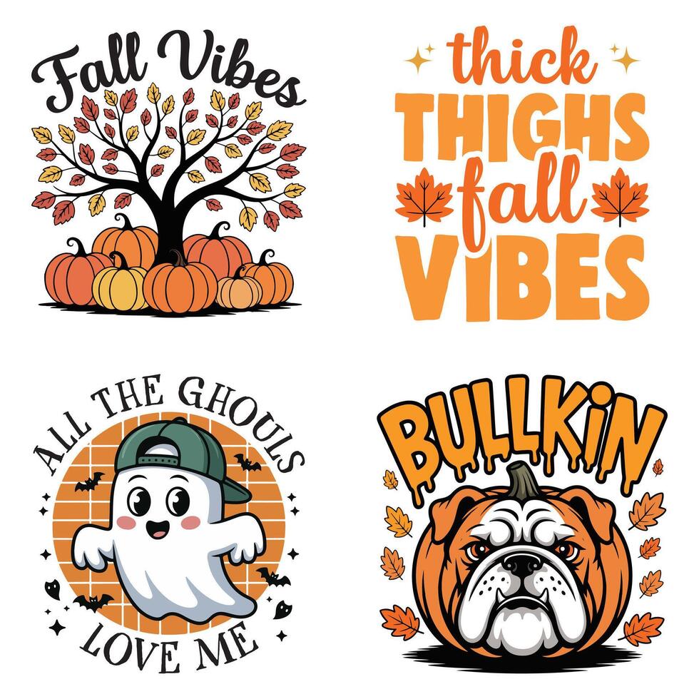 Autumn Fall T-shirt , Autumn Season Sayings, Happy Retro Fall Design Sublimation bundle vector