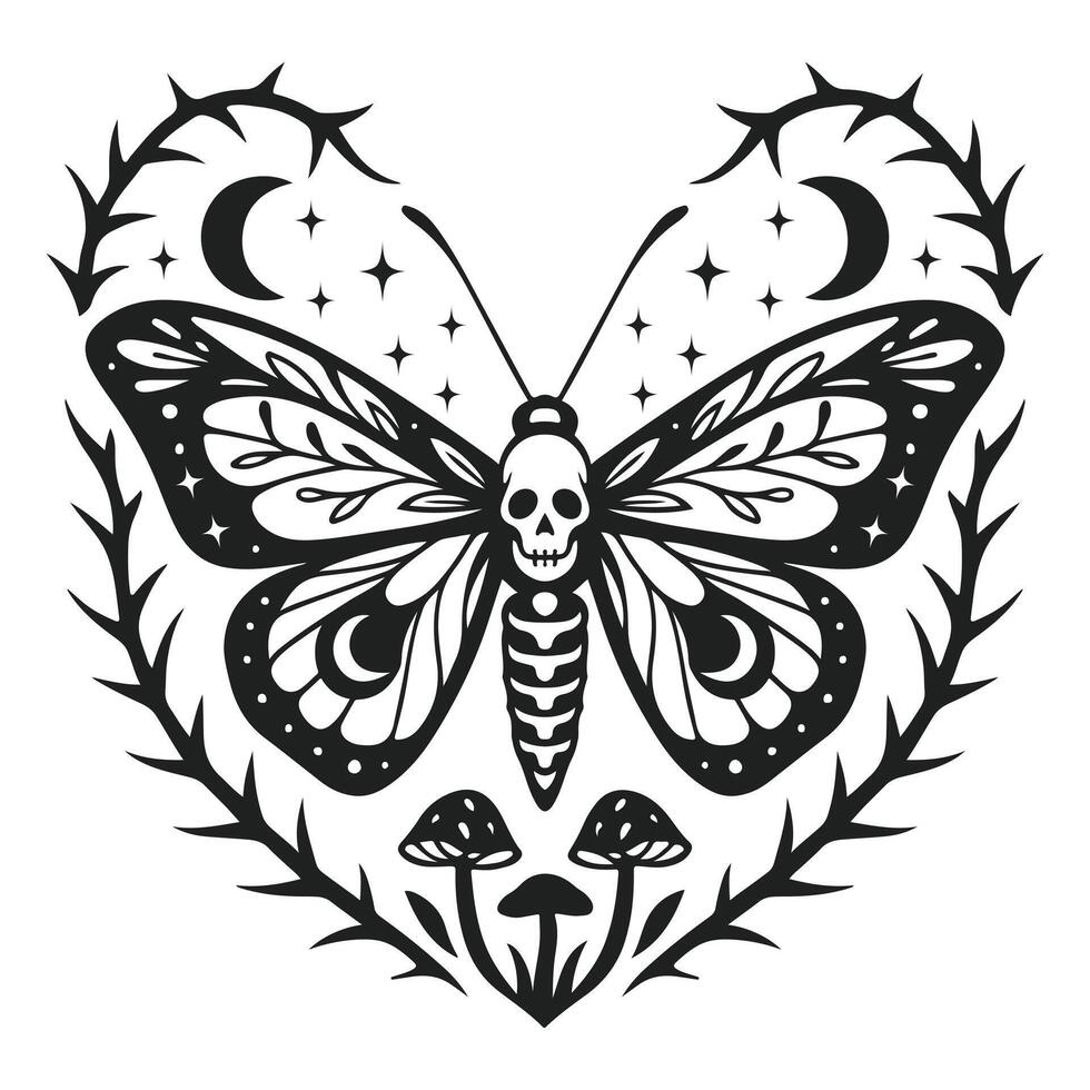 Artistic Bohemian Tee with Butterfly Moth Graphic vector