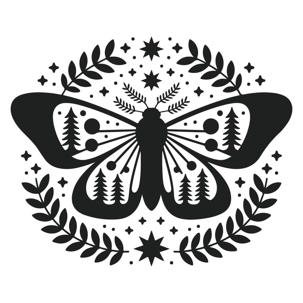 Stylish Boho Butterfly Tee with Subtle Moth Art vector