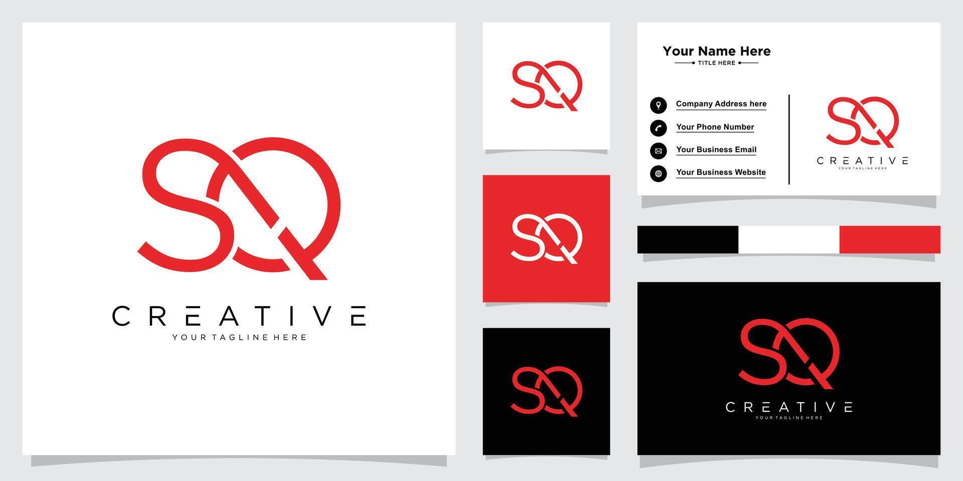Initial SQ or QS letter logo design with business card vector