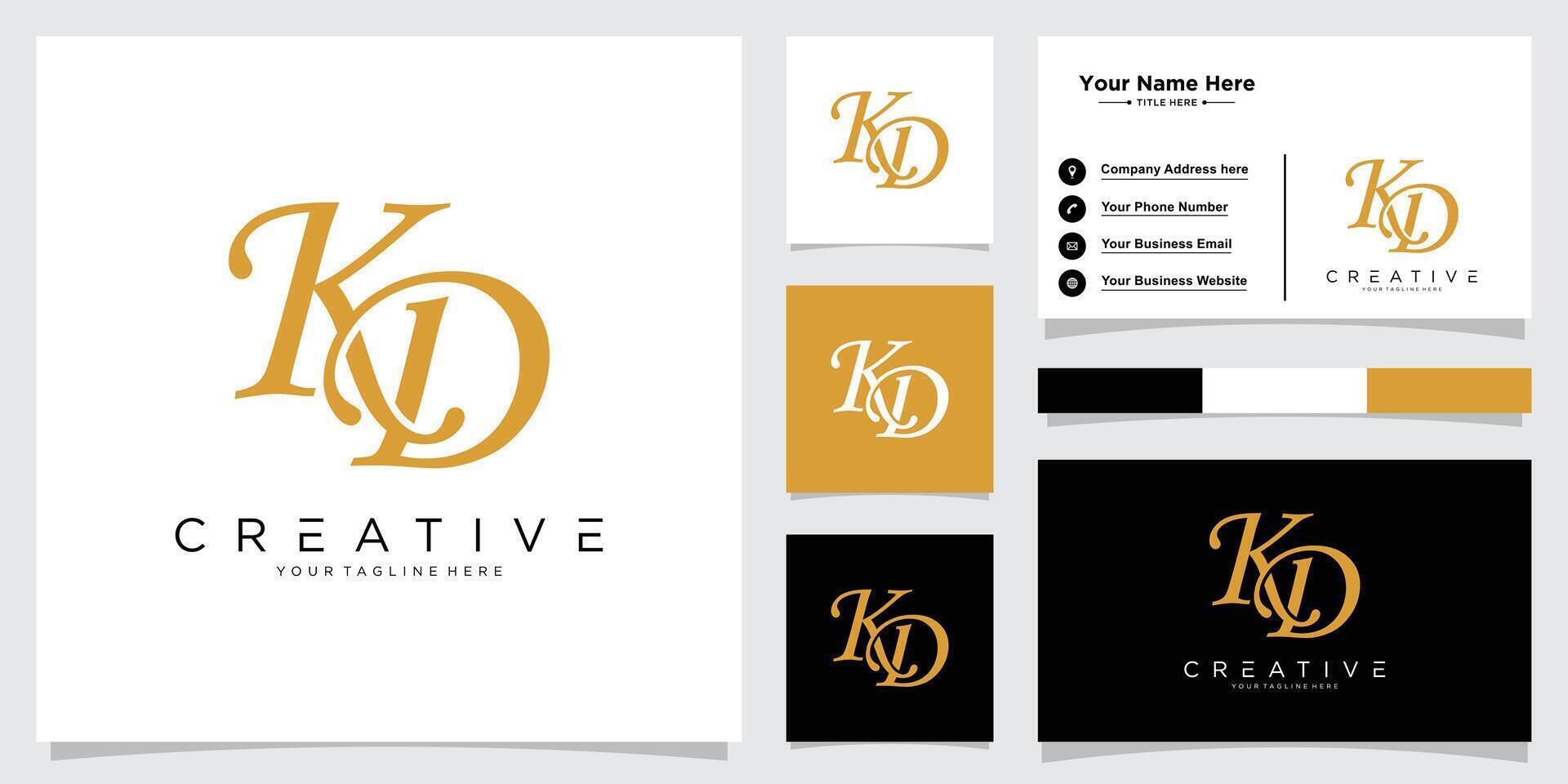 Initial KD or DK letter logo design with business card design vector