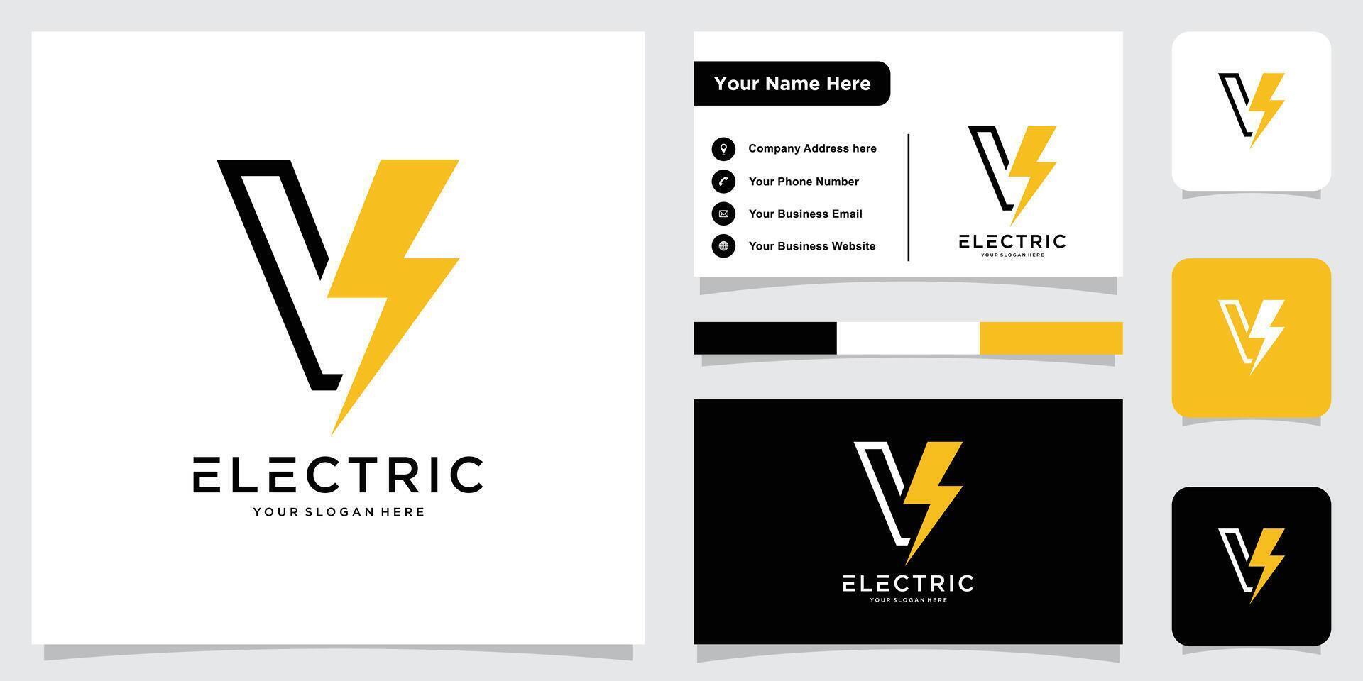 Initial Letter V Volt Power Voltage Bolt Fast Thunder logo design vector