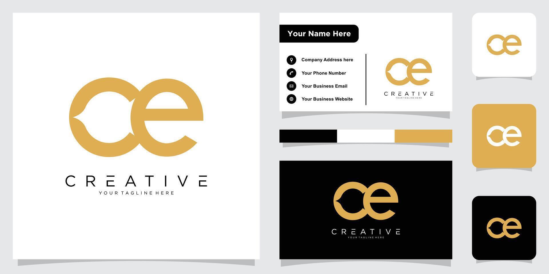Initial CE or CE Logo Design template with business card vector