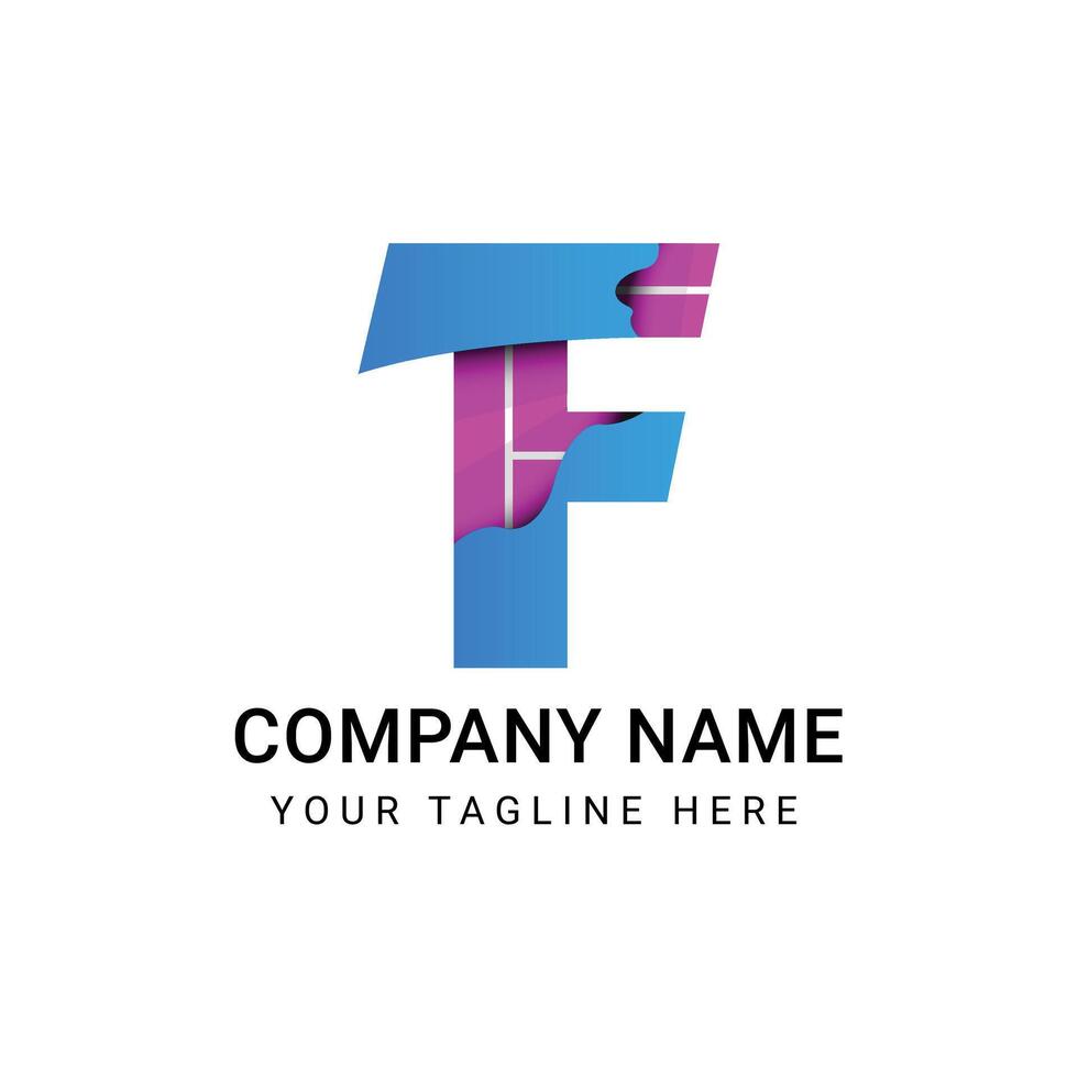 Modern F Letter Logo in Elegant Gradient Signifying Innovation and Brand Identity vector