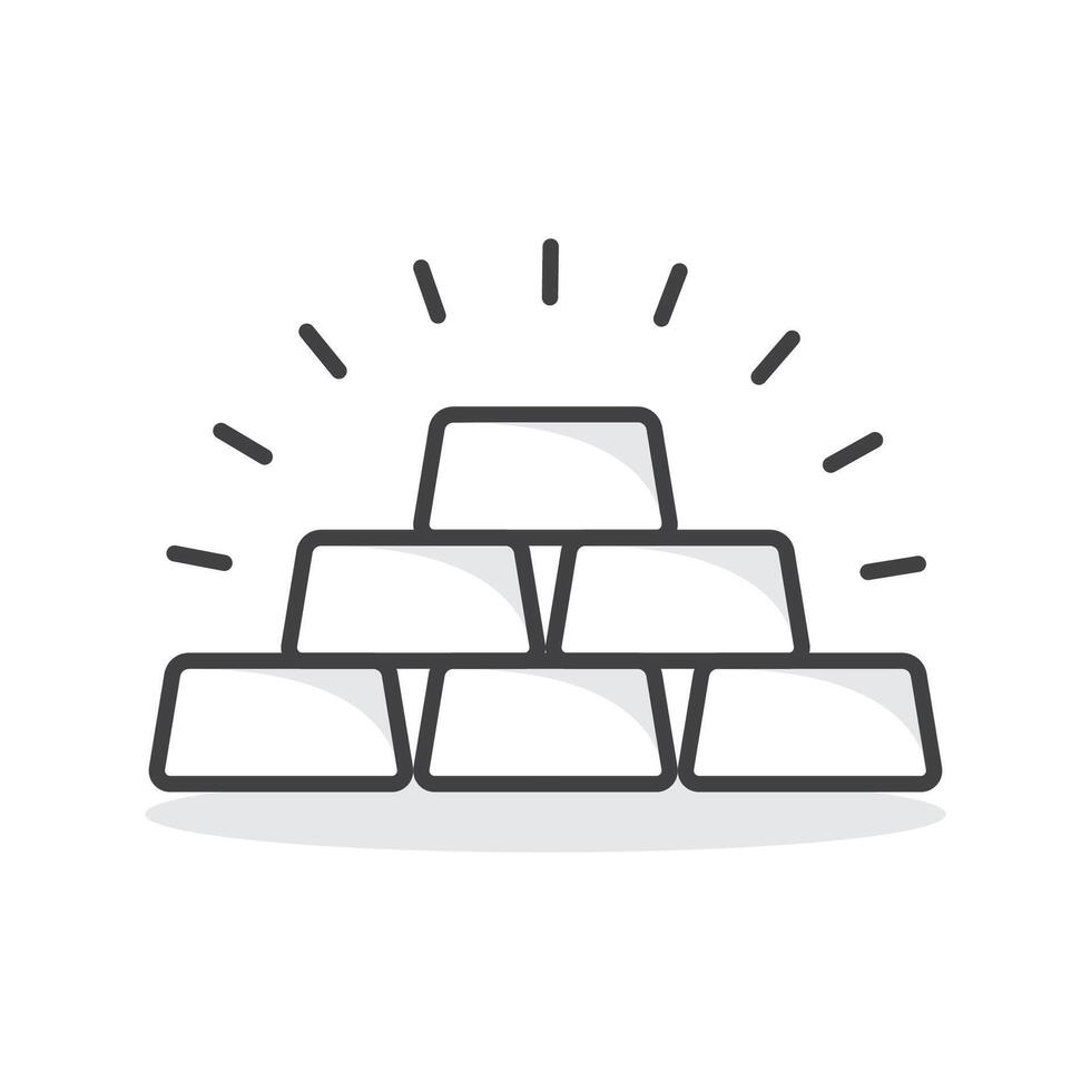 Gold bar icon with blinking shape isolated flat style. vector