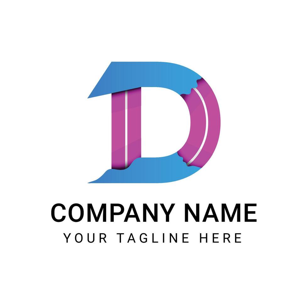 Dual Tone D Logo of Digital Innovation and Brand Identity vector