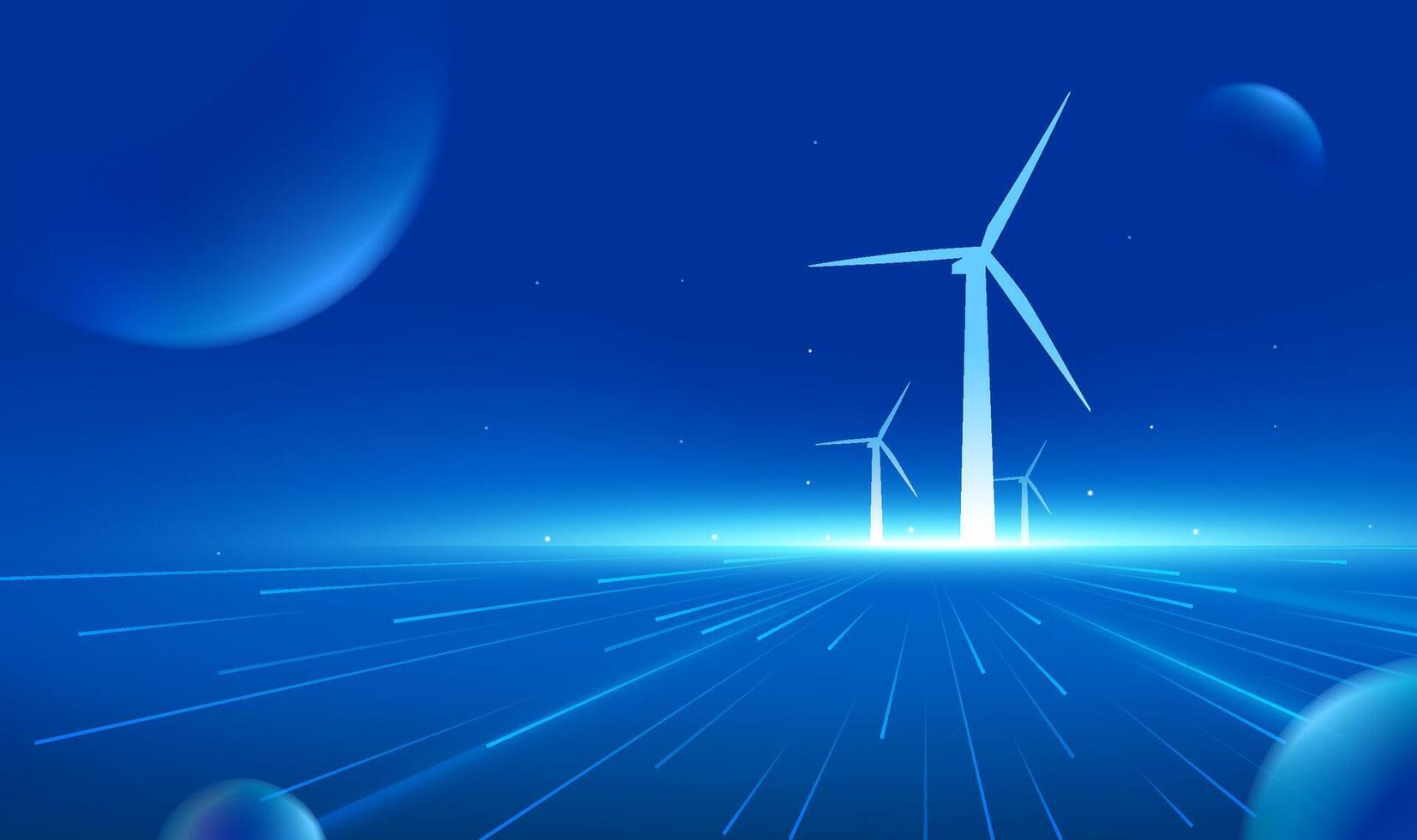 Renewable energy horizontal plate technology sense illustration wind turbine vector
