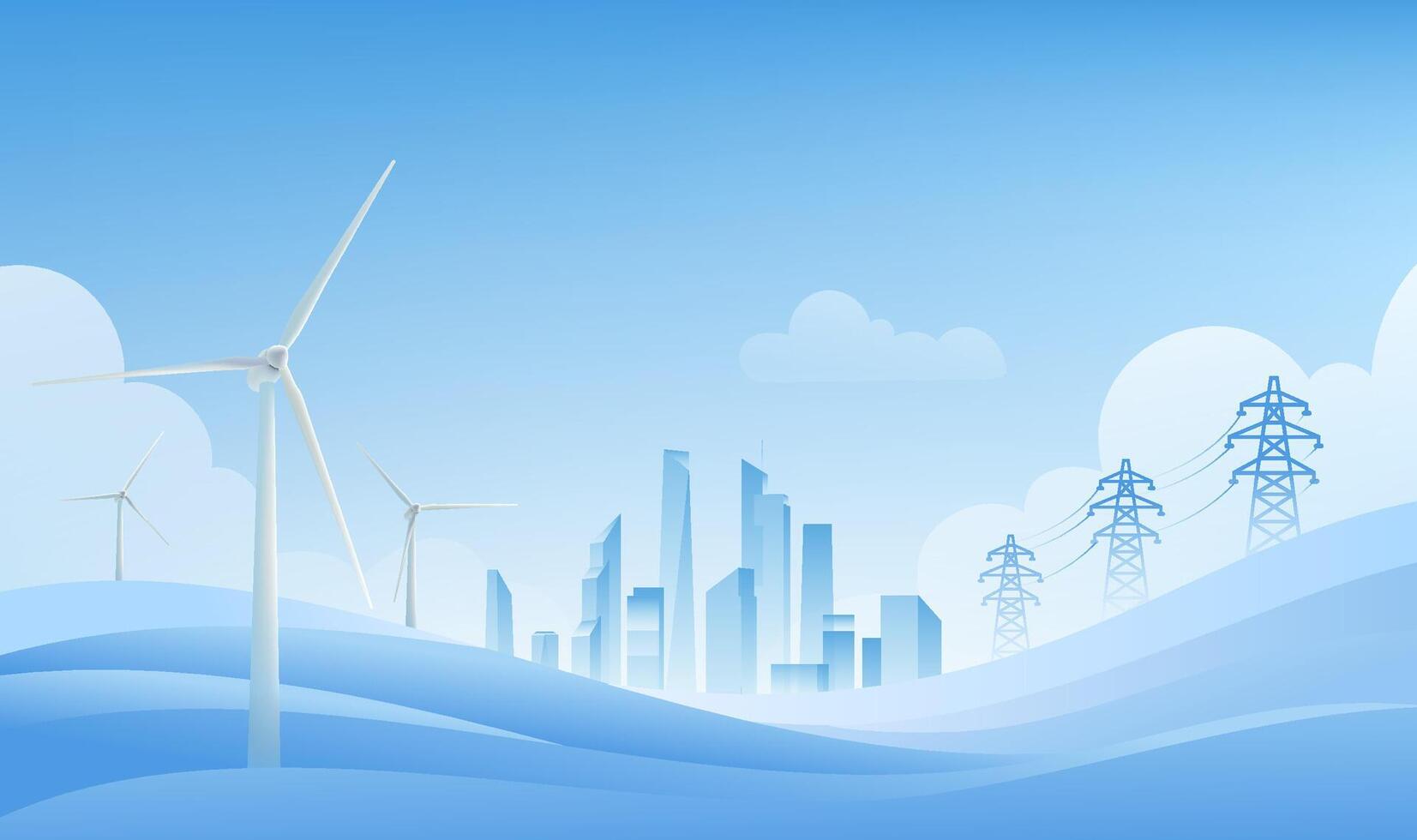 Renewable energy horizontal panel illustration wind turbine vector