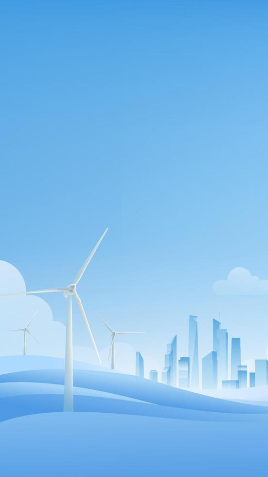Renewable energy vertical panel illustration wind turbine vector