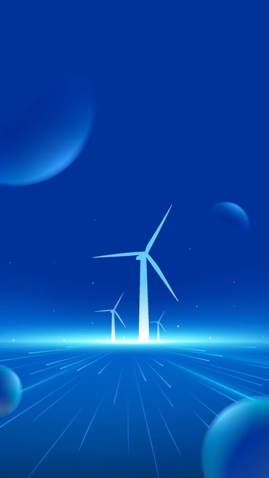 Renewable energy vertical plate technology sense illustration wind turbine vector