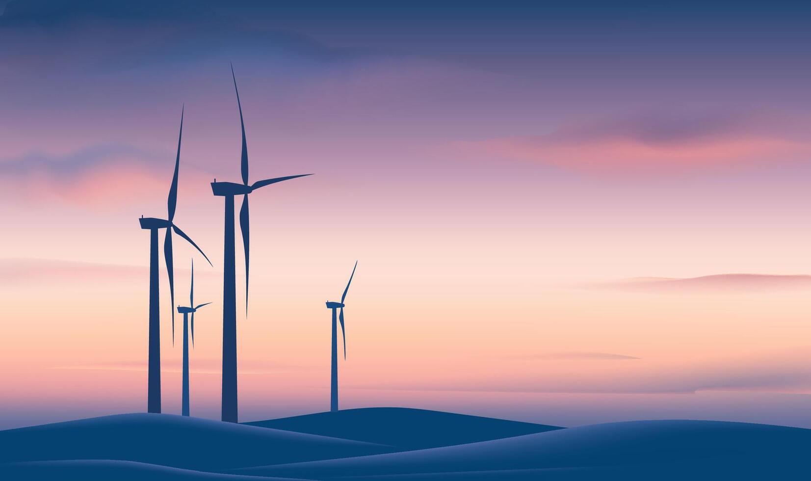 Horizontal illustration of renewable energy wind turbine vector