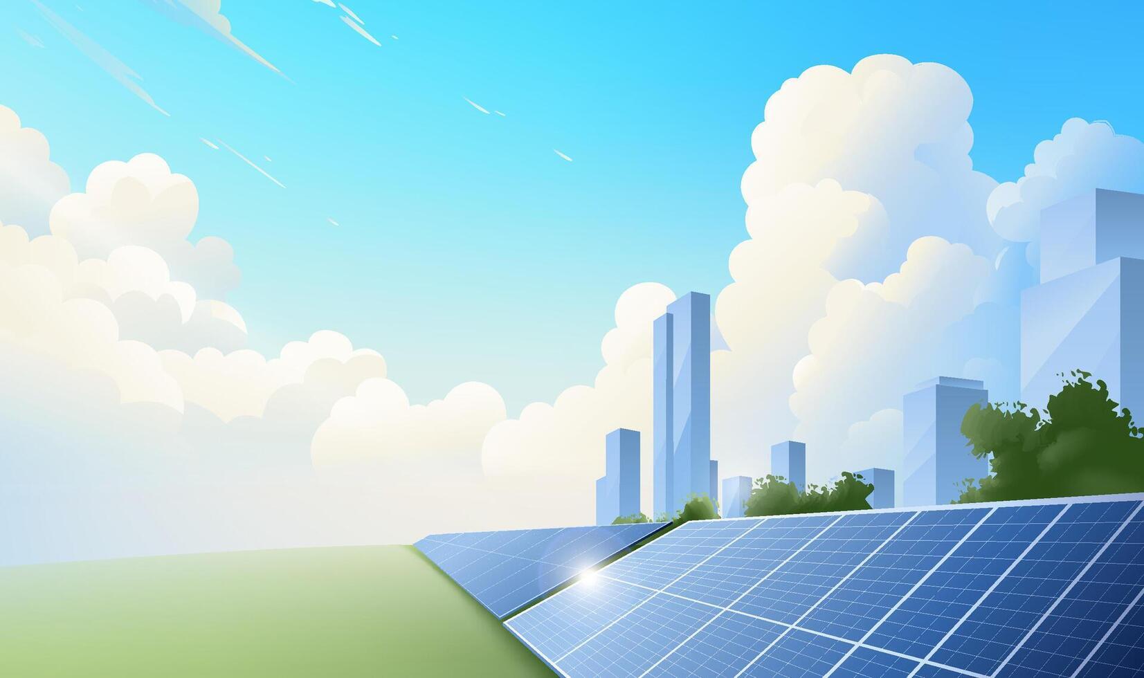 Solar panels in urban setting vector