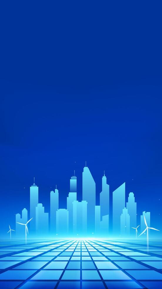 Futuristic city with wind turbines vector