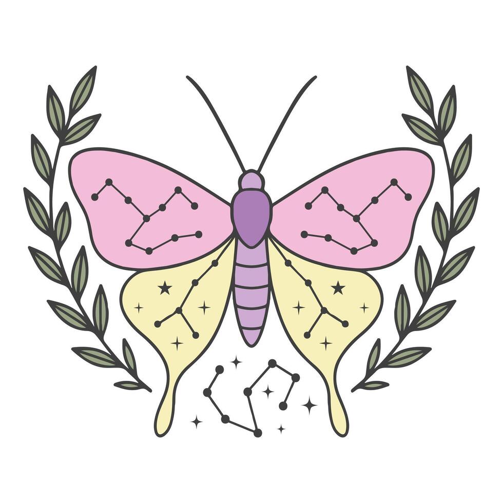 Whimsical Butterfly Design on Boho Mystic Moth Shirt vector