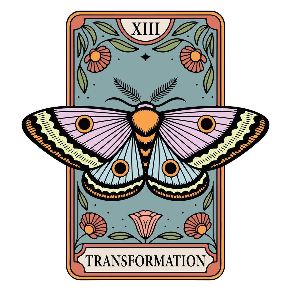 Whimsical Boho T-shirt with Beautiful Moth Artwork vector